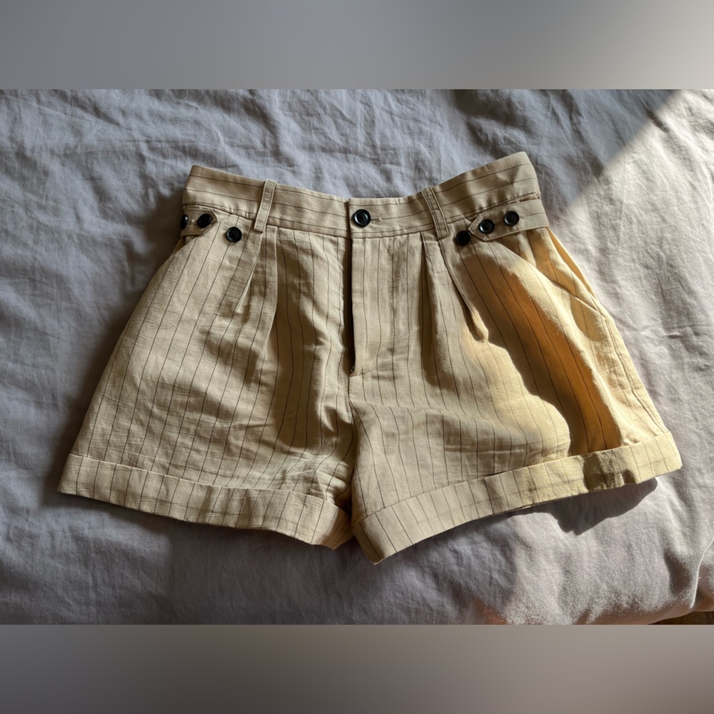 MARISSA WEBB KENNY PINSTRIPED TWILL SHORTS (khaki, size 2: intermix) - Picture 3 of 3